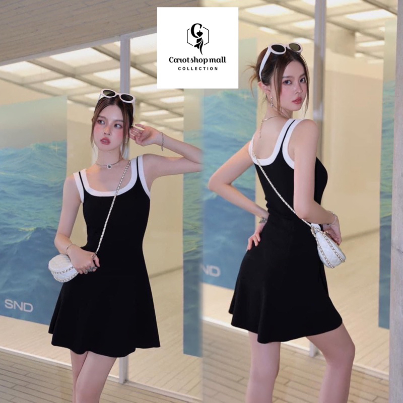 Đầm 2 dây viền xoè ( tăm qc dày ) - CarotShop