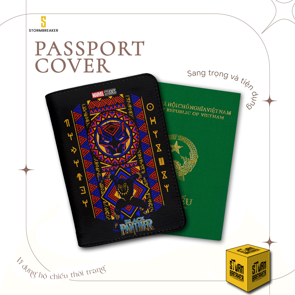 Bao Da Hộ Chiếu - Ví Đựng Passport Du Lịch ( in tên cá nhân ) Black Panther - PPT261 STORMBREAKER
