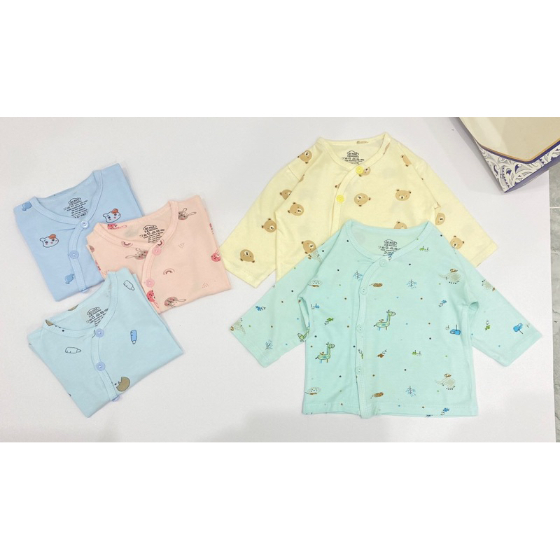 Áo sơ sinh thun lạnh dài tay cài lệch  cho bé