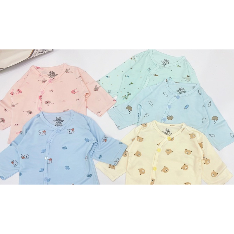 Áo sơ sinh thun lạnh dài tay cài lệch  cho bé