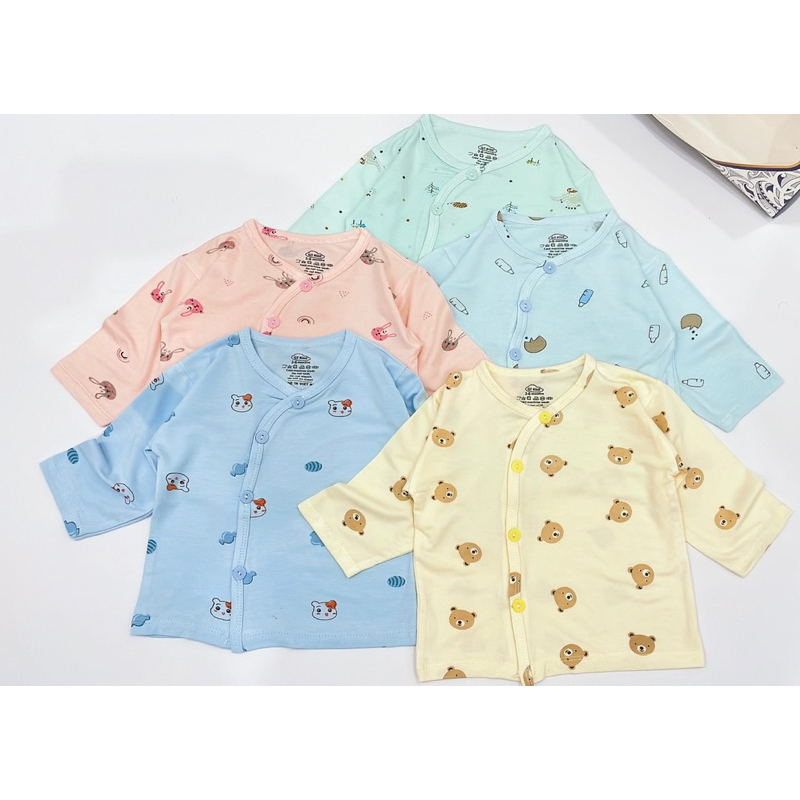 Áo sơ sinh thun lạnh dài tay cài lệch  cho bé