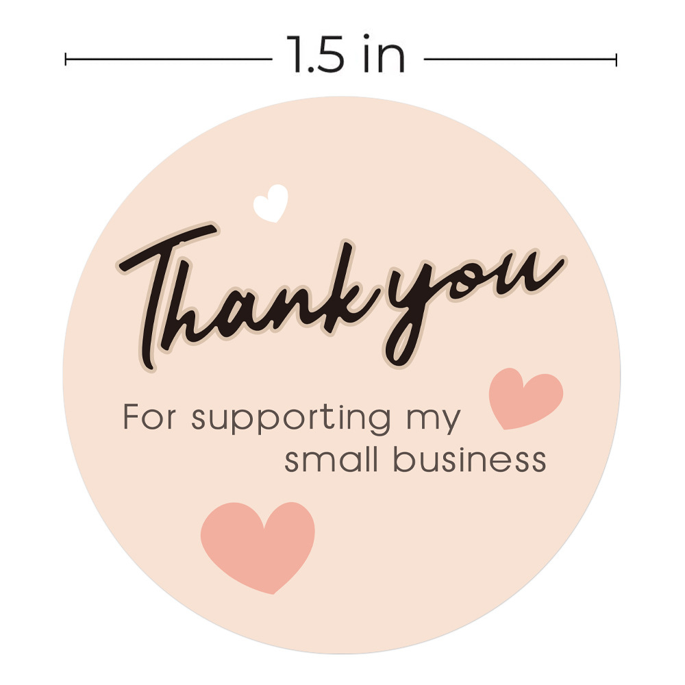 Cuộn 500 nhãn dãn cảm ơn, sticker thank you, tem tròn thank you, tem cảm ơn màu hồng