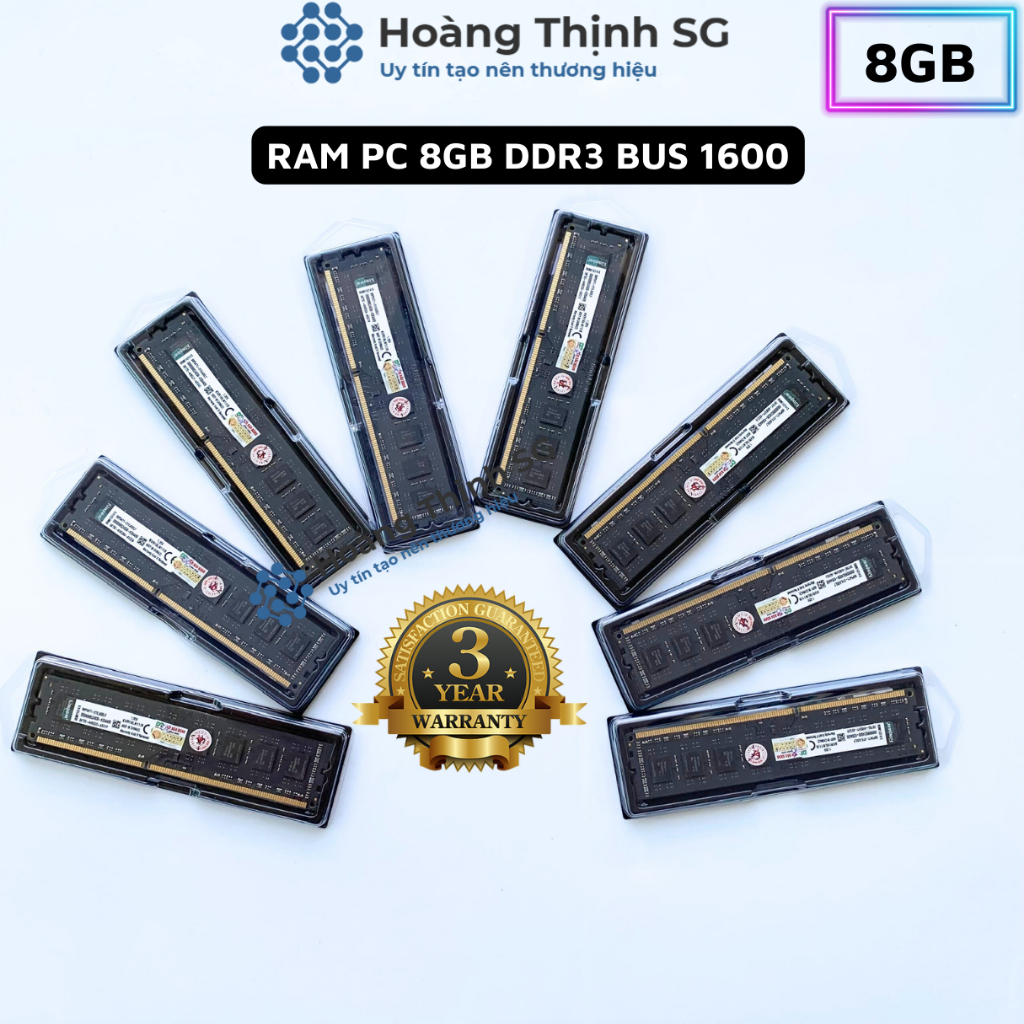 Ram DDR3 8GB Bus 1600MHz Kingston dùng cho máy tính để bàn PC - Bảo hành 3 năm