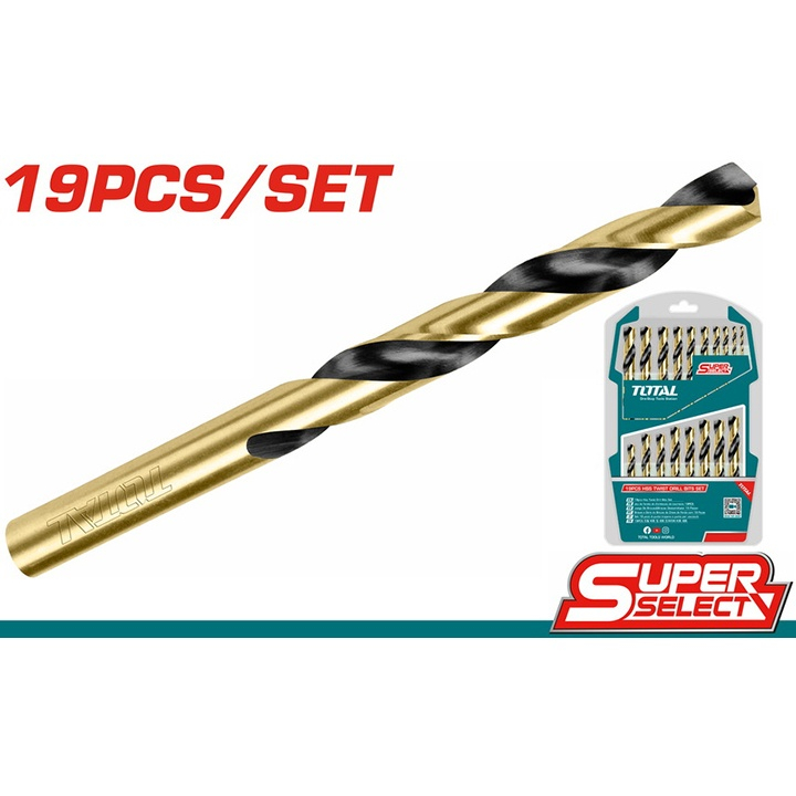 TOTAL Bộ 19 mũi khoan kim loại HSS TAKSDB9195