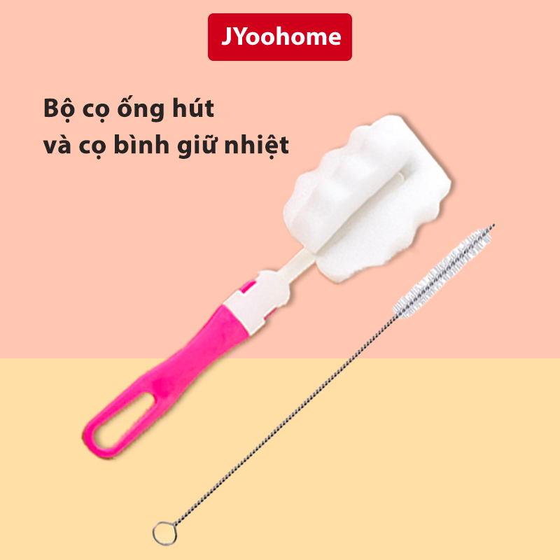 Bộ cọ rửa bình nước, dụng cụ vệ sinh cốc ly siêu sạch, khớp nối thông minh JYoohome