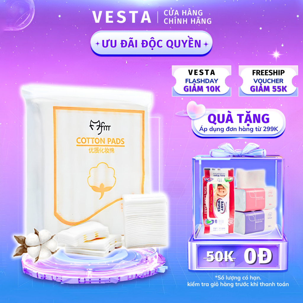 Bông Tẩy Trang 222 Miếng Cotton Pads BTT 3 Lớp 2 Mặt Lameila Sợi Tự Nhiên An Toàn Cho Da Thấm Hút Tốt Siêu Tiết Kiệm