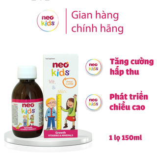 Siro ăn ngon Neo Kids Growth - 19 Vitamin, khoáng chất giúp bé yêu đủ chất cao lớn mỗi ngày 150ml