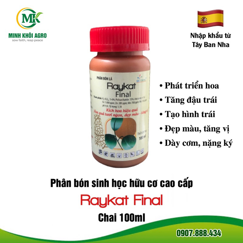 Phân bón sinh học hữu cơ Raykat Final | Trái chín nhanh, đẹp màu, tăng vị