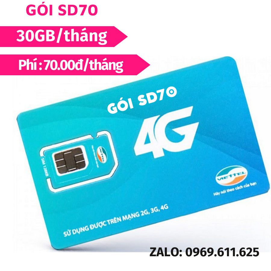 Sim viettel 4G data tốc độ cao miễn phí nội mạng ngoại mạng 30 phút gói SD70 SD120 V90B V120B V150B V200B THAY UMAX70