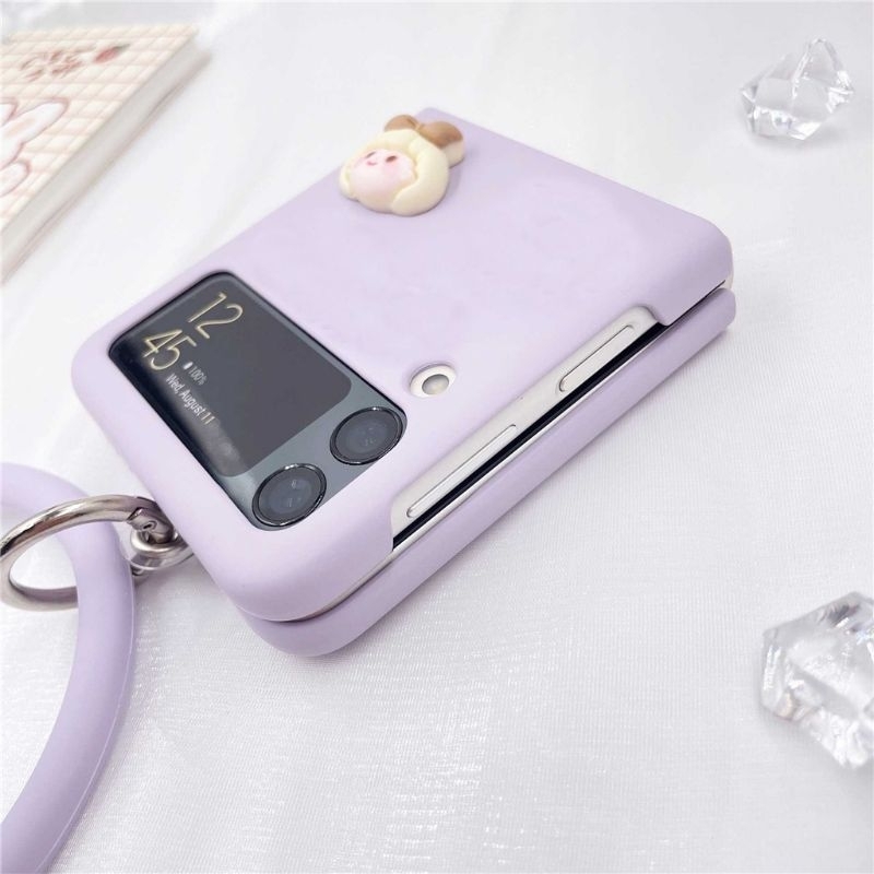 Ốp Z Flip 5 - Z Flip 4 -  Flip5 - FLip4 5G pastel charm em bé dễ thương kèm vòng silicon đeo tay cute