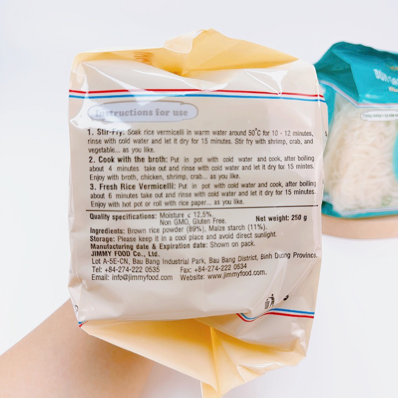 Bún gạo / gạo lứt JIMMY 250gr - bún tươi, bún riêu, bún măng