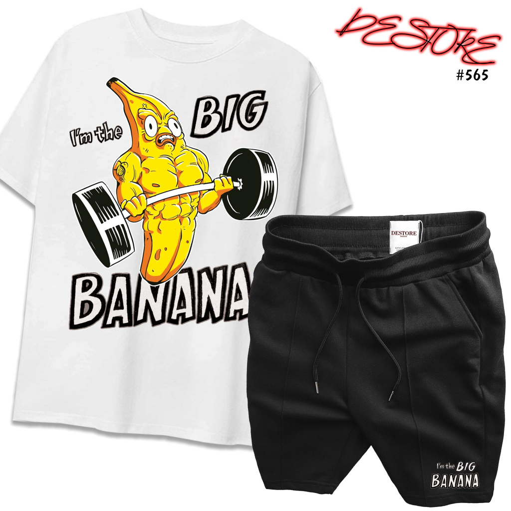 áo thun I'M THE BIG BANANA form rộng quần đùi nỉ bông cotton