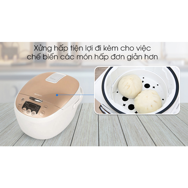 Nồi cơm điện tử Sharp 1.8 lít KS-COM181CV-GL hàng trưng bầy như mới chính hãng 100%
