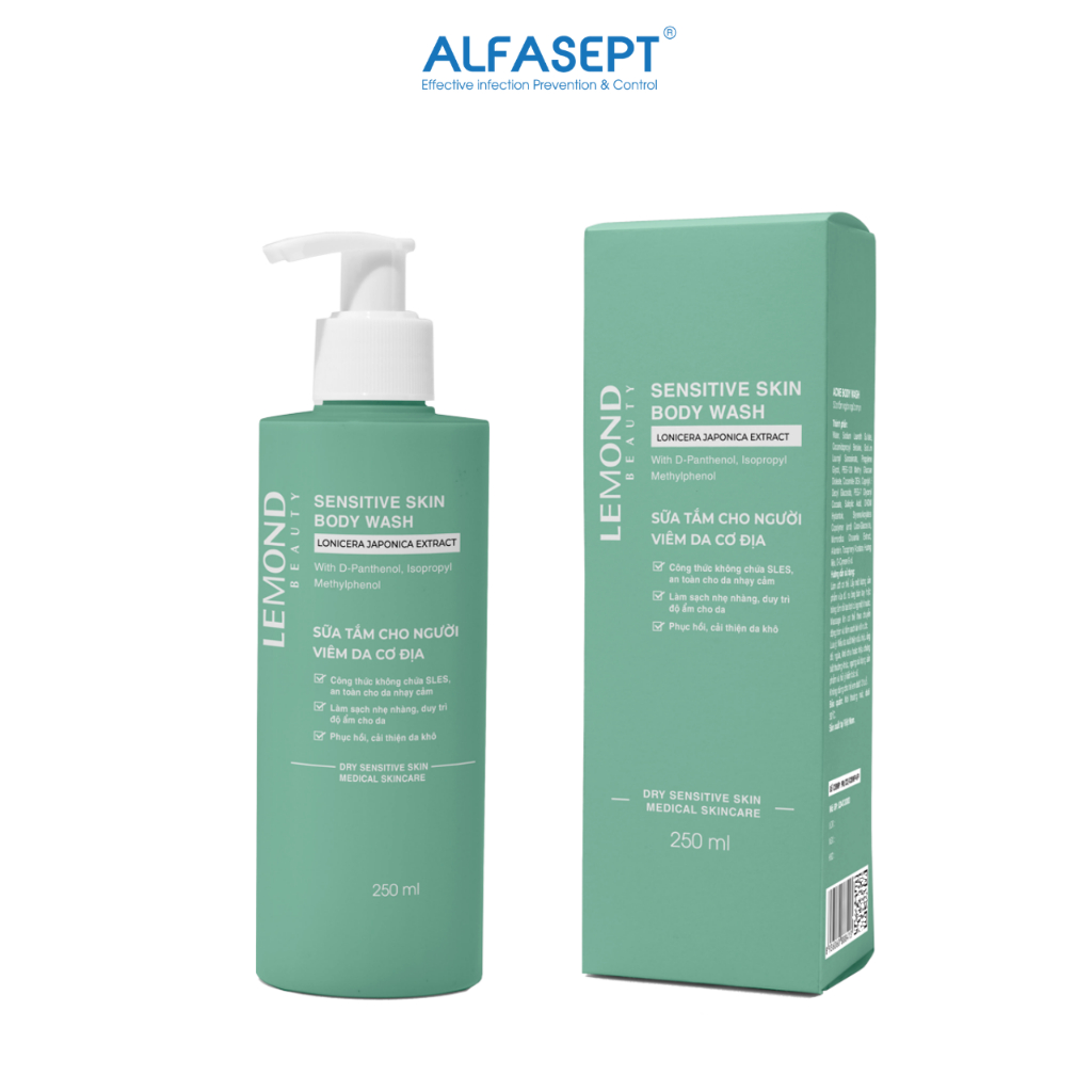 Sữa Tắm Dịu Nhẹ ALFASEPT Lemond Sensitive Skin Body Wash Dưỡng Ẩm Dịu Nhẹ Cho Người Viêm Da Cơ Địa Chai 250ml