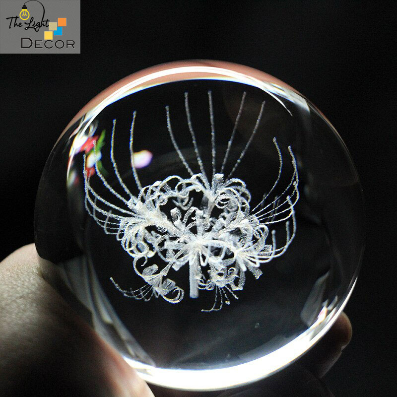 Bộ Quà Tặng Quả Cầu Pha Lê 3D LED hoa bỉ ngạn