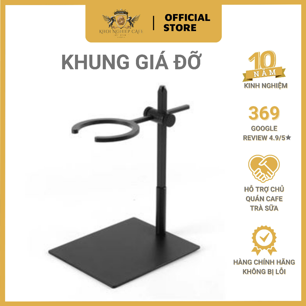Khung giá đỡ phễu pha cà phê pour over V60 - Chất liệu hợp kim nhôm sang trọng - Có thể điều chỉnh - màu Đen