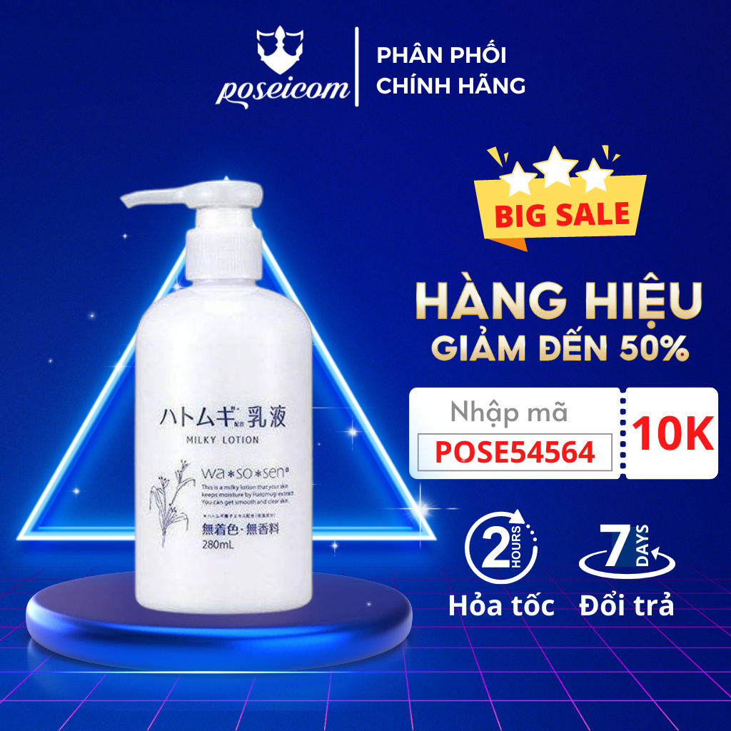 Sữa dưỡng ẩm Hatomugi wasosen Milky lotion Hatomugi Wasosen 280ml