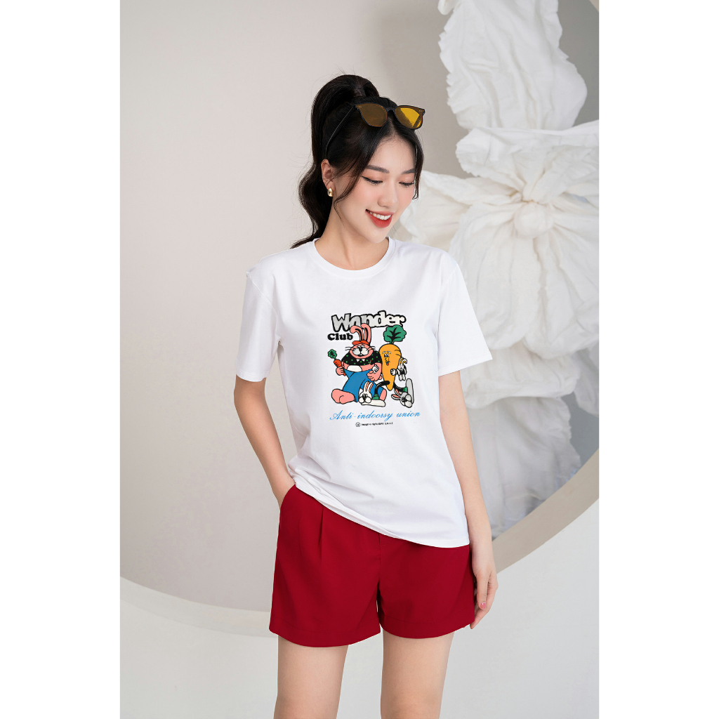 Áo thun nữ form rộng in hình Wonder club - Áo phông nữ LOZA RT6184