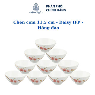 Bộ 10 chén sứ cao cấp minh long 11.5 cm daisy ifp hồng đào - gốm sứ cao cấp minh long i