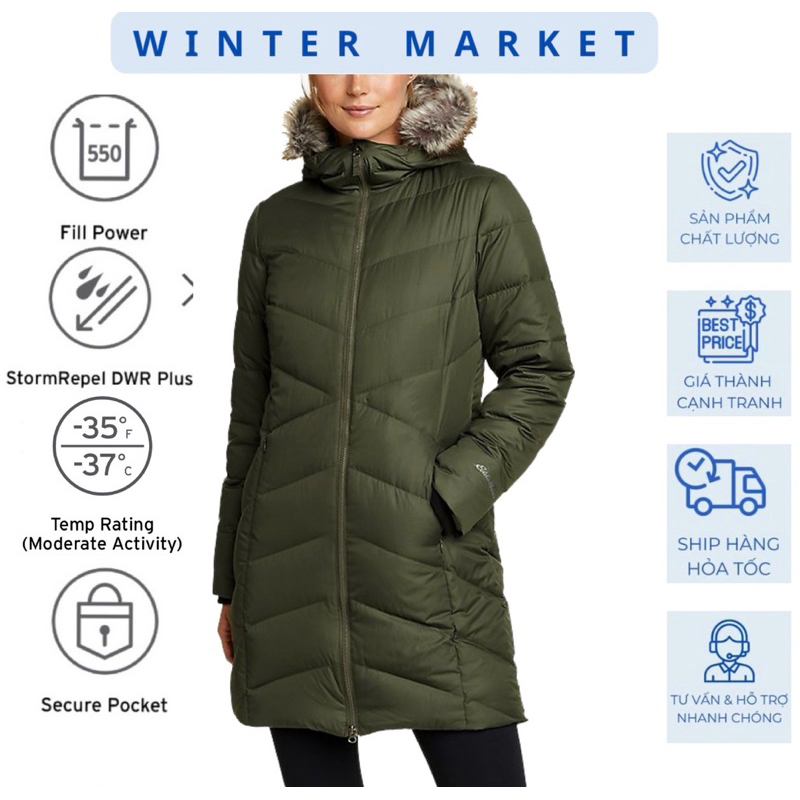 Áo phao lông vũ đi tuyết big size(-37•C) Áo khoác âm độ cao, áo phao đi lạnh Eddie Bauer Women's Classic Down Parka