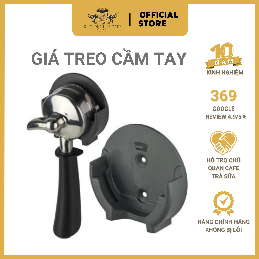 Giá treo tay cầm pha cà phê portafilter gắn tường | Tiết kiệm diện tích | Kích thước 51/53/58 mm | Chất liệu ABS bền bỉ