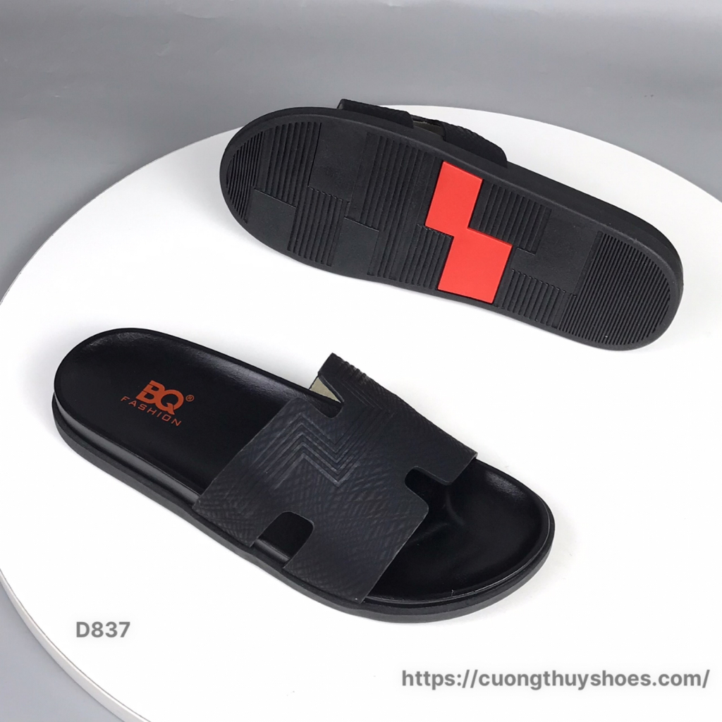 Dép lê nam BQ ❤️FREESHIP❤️ Dép lê nam da bò quai bản ngang chữ H đế cao su trẻ trung D837