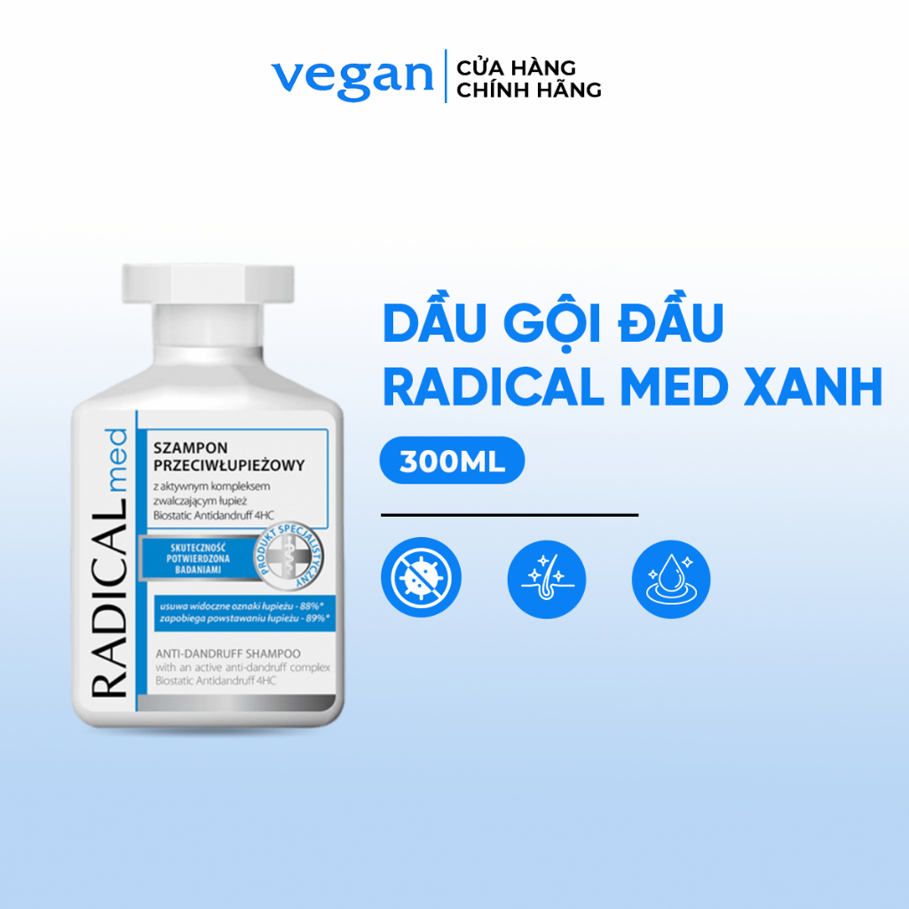 Dầu gội Radical Med xanh 300ml ngừa gàu giảm nấm và làm sạch da đầu