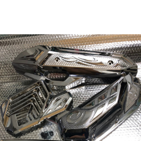 Bộ 3 món xe Air Blade 2022-2023  che pô, pô E, quạt mạ crom trắng hay sơn cacbon cao cấp