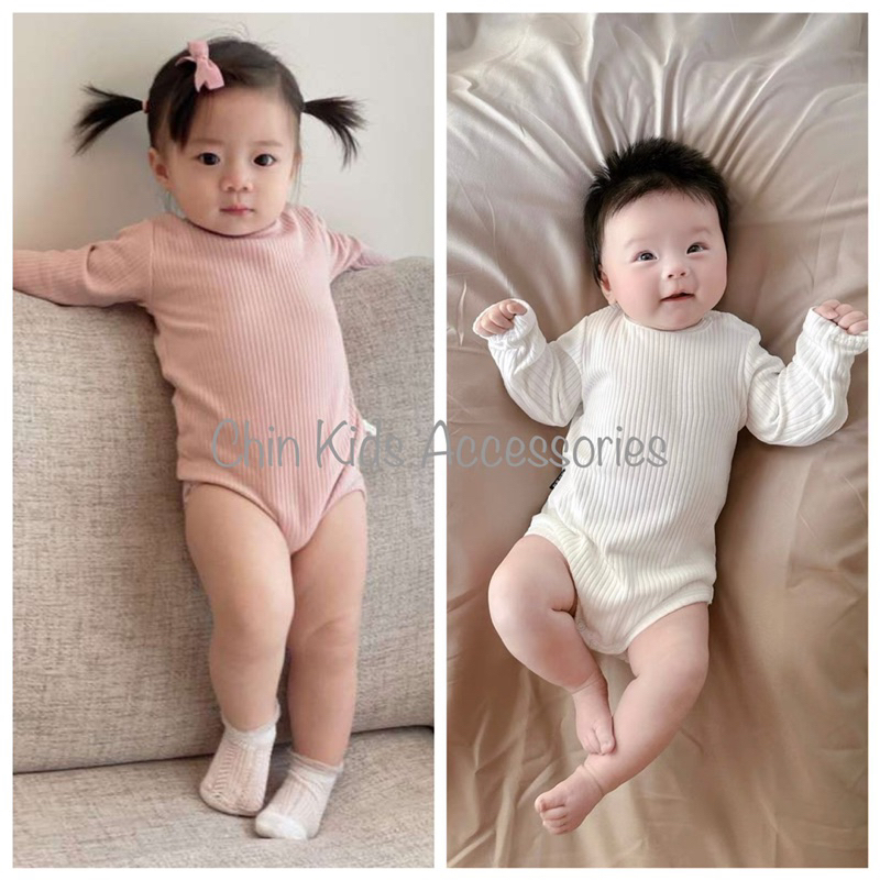 Body cotton gân basic mềm mại cho bé trai, bé gái
