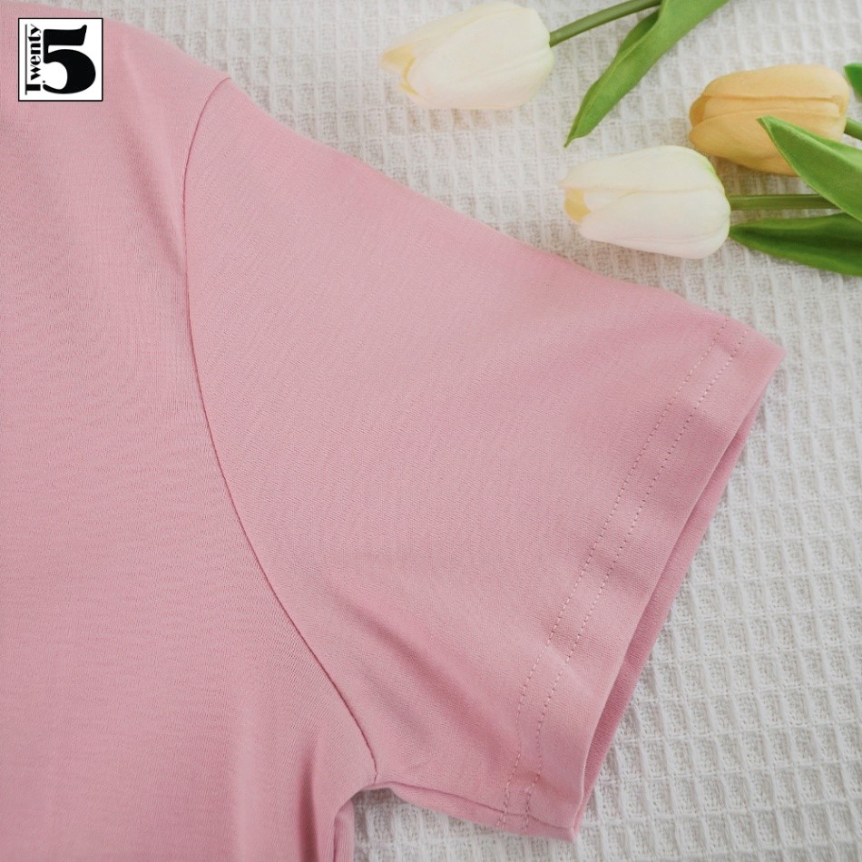 Áo thun phông nữ Twentyfive dáng rộng vừa họa tiết in hình voi hồng 4700