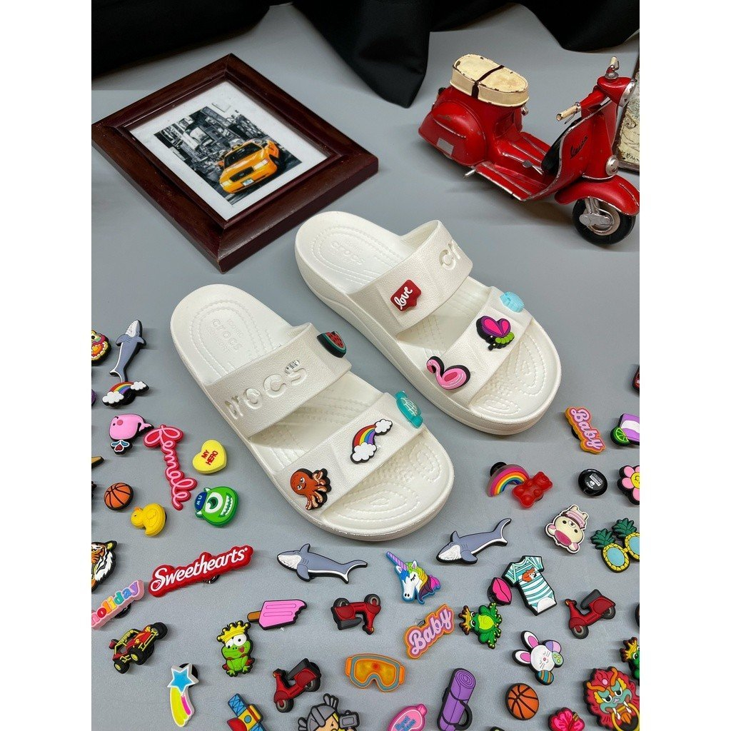 Dép Crocs 2 quai độn đế 4cm