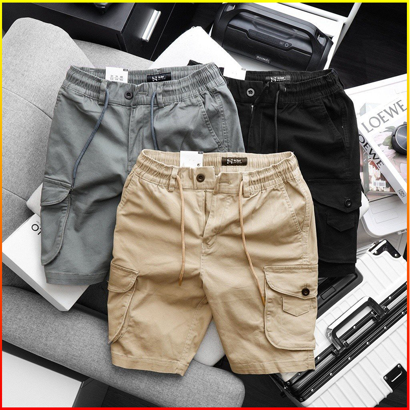 Quần Short Kaki Nam 3 Màu Túi Hộp Tròn Thời Trang