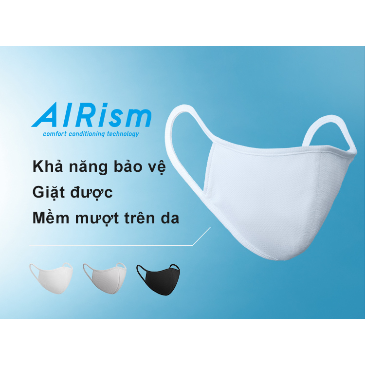 [Set 3c] 𝗨𝗡𝗜𝗤𝗟𝗢 Khẩu trang vải AIRism Mask, chống tia UV có thể giặt và tái sử dụng