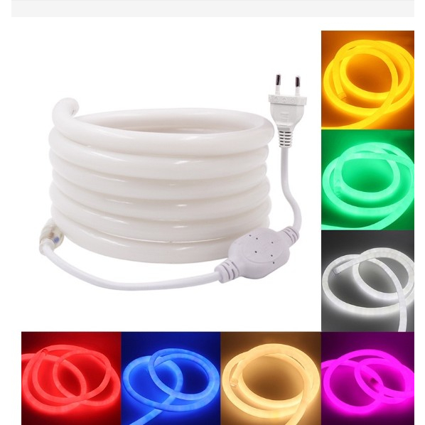 Dây Led Neon 220V ống tròn đường kính 14mm, Led SMD 2835 120Led/m, IP68, dùng trang trí Led biển hiệu, logo cửa hàng...