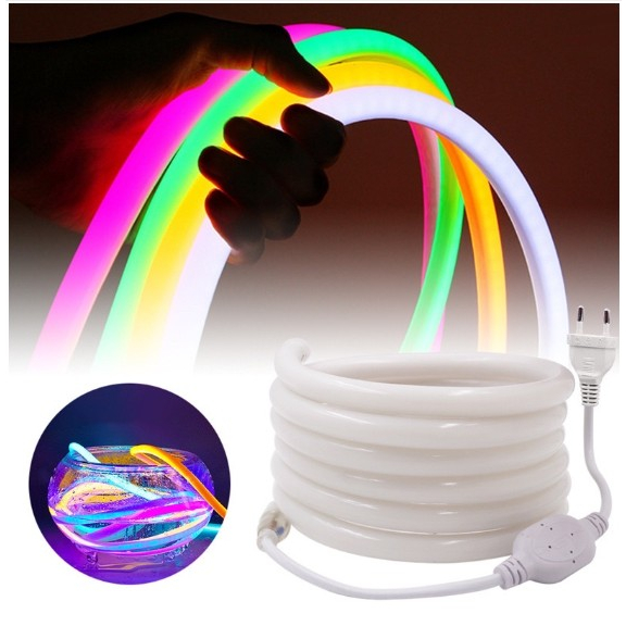 Dây Led Neon 220V ống tròn đường kính 14mm, Led SMD 2835 120Led/m, IP68, dùng trang trí Led biển hiệu, logo cửa hàng...