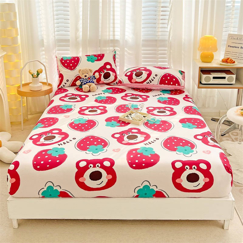 Bộ ga giường cotton poly 3 món nhiều mẫu Thỏ Tim Xanh