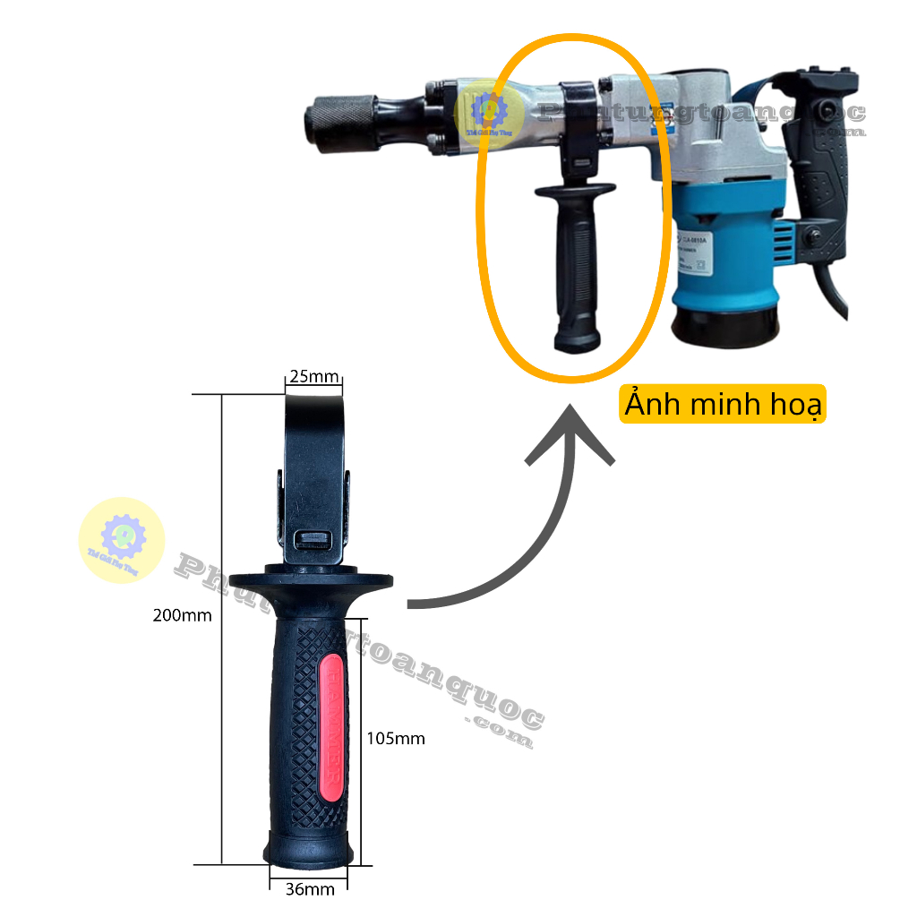 Tay Cầm Trước Máy Đục 17ly Makita HM0810 Hoặc Các Dòng Máy Đục 17ly 0810 Có Trên Thị Trường