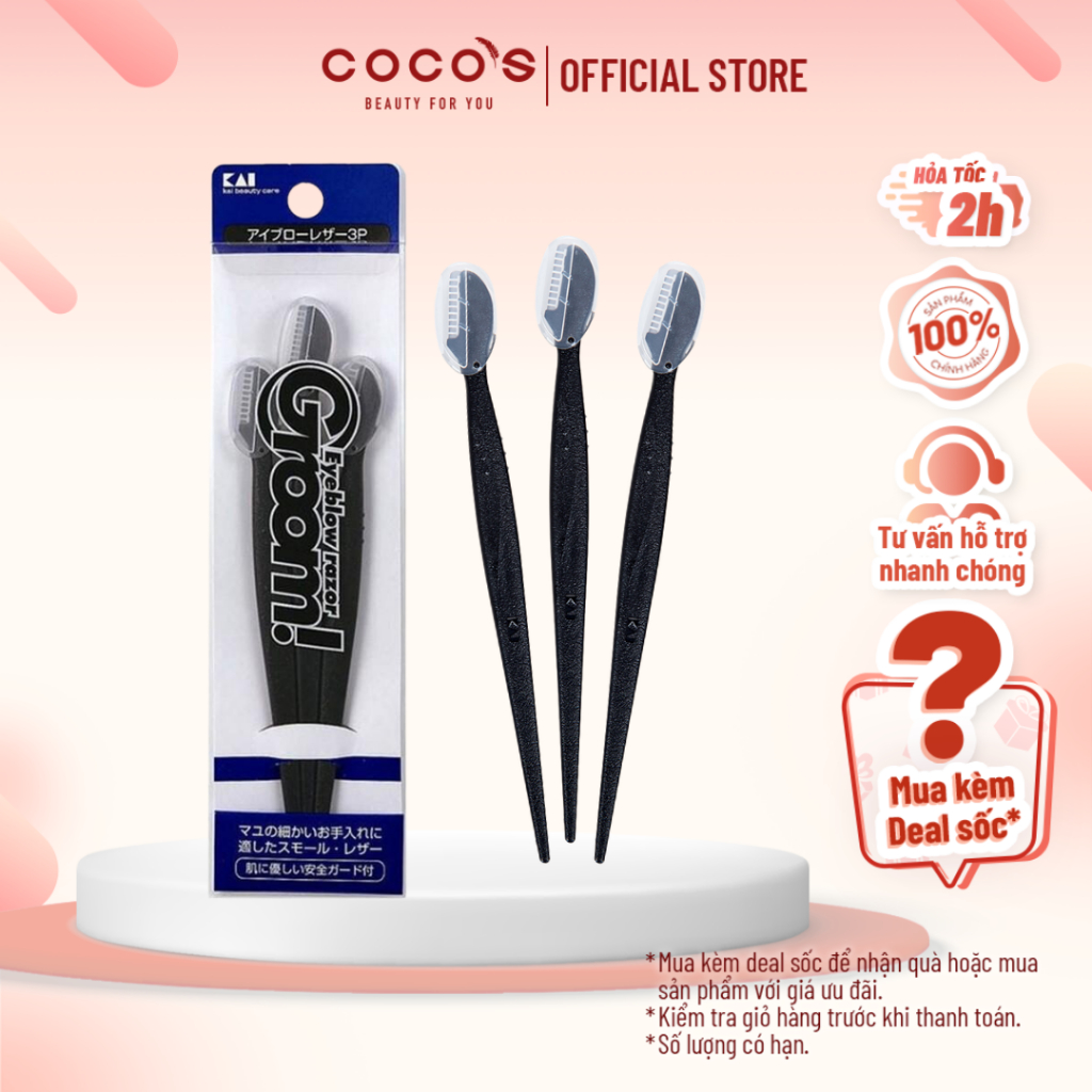 (3 CÁI) Dao Cạo Lông Mày Kai Groom! Eyebrow Razor (3 CÁI)