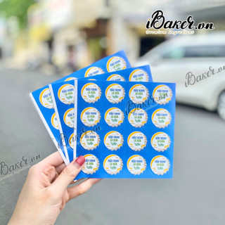 (MẪU MỚI 2023) Tem dán nhân bánh trung thu IBAKER - (16 tem/tờ)