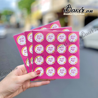 (MẪU MỚI 2023) Tem dán nhân bánh trung thu IBAKER - (16 tem/tờ)