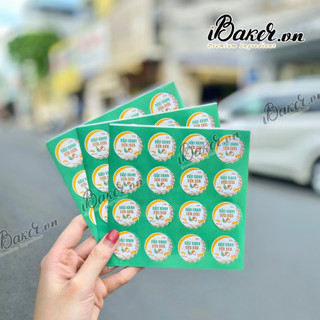 (MẪU MỚI 2023) Tem dán nhân bánh trung thu IBAKER - (16 tem/tờ)