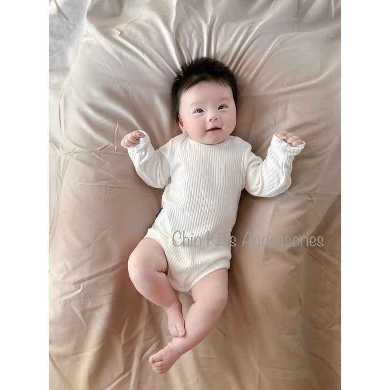 Body cotton gân basic mềm mại cho bé trai, bé gái