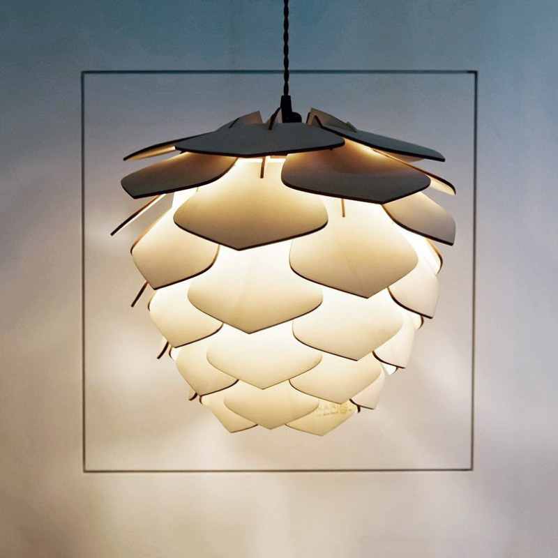Đèn gỗ thả trần quả thông, đèn gỗ decor, đèn gỗ trang trí, đèn cafe