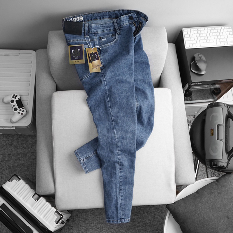 Quần jean thun nam thời trang ống suông Bigsize < 100kg