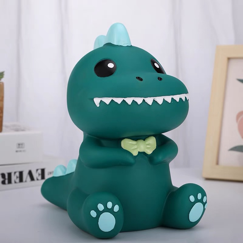 Tượng tô màu KHỦNG LONG XANH thạch cao size lớn 18-24cm