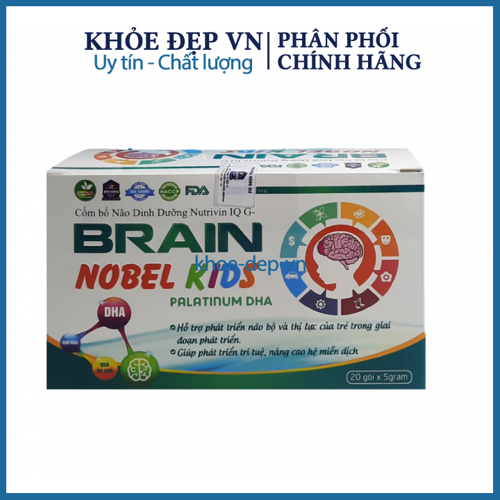 Cốm bổ não dinh dưỡng G-brain nobel kids palatinum DHA giúp phát triển não bộ và thị lực của trẻ hộp 20 gói giao ngẫu n