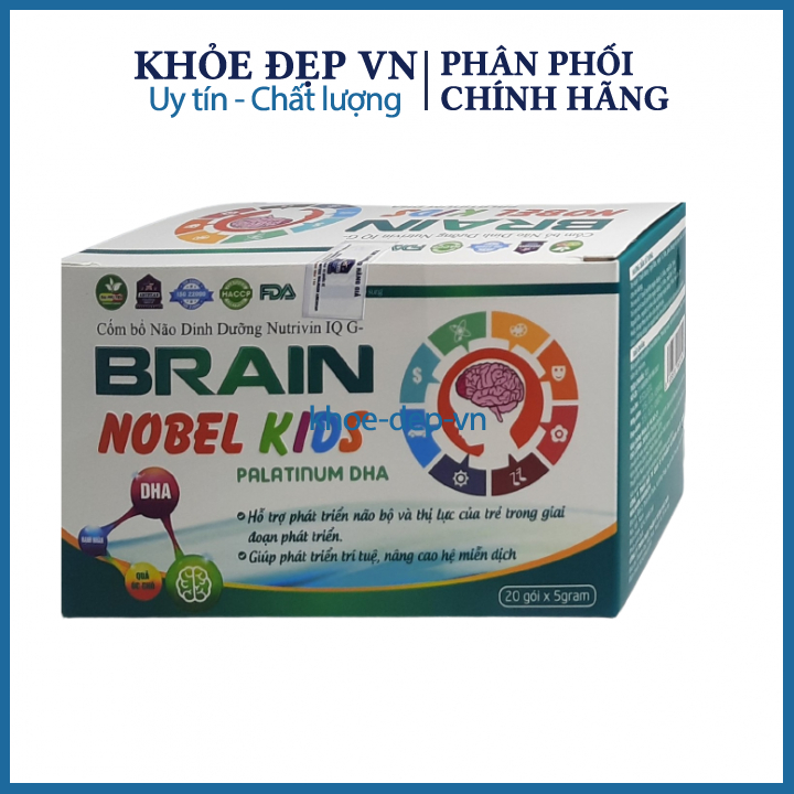 Cốm bổ não dinh dưỡng G-brain nobel kids palatinum DHA giúp phát triển não bộ và thị lực của trẻ hộp 20 gói giao ngẫu n