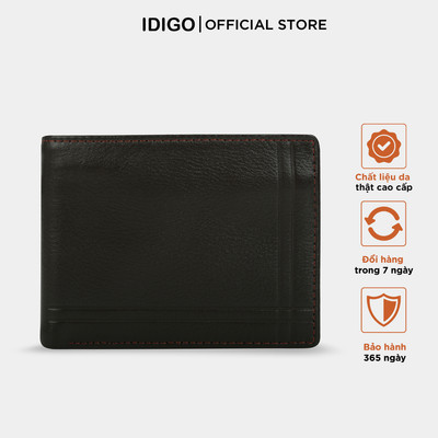 Ví nam da thật hoạ tiết đường kẻ IDIGO MW1-5025
