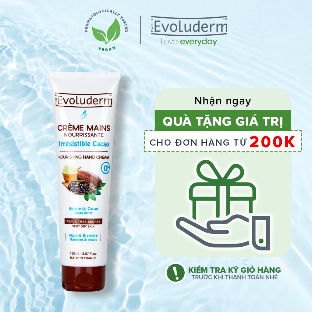 Kem Dưỡng Da Tay Evoluderm Giúp Dưỡng Ẩm Phục Hồi Và Bảo Vệ Tinh Chất Cacao 150ml