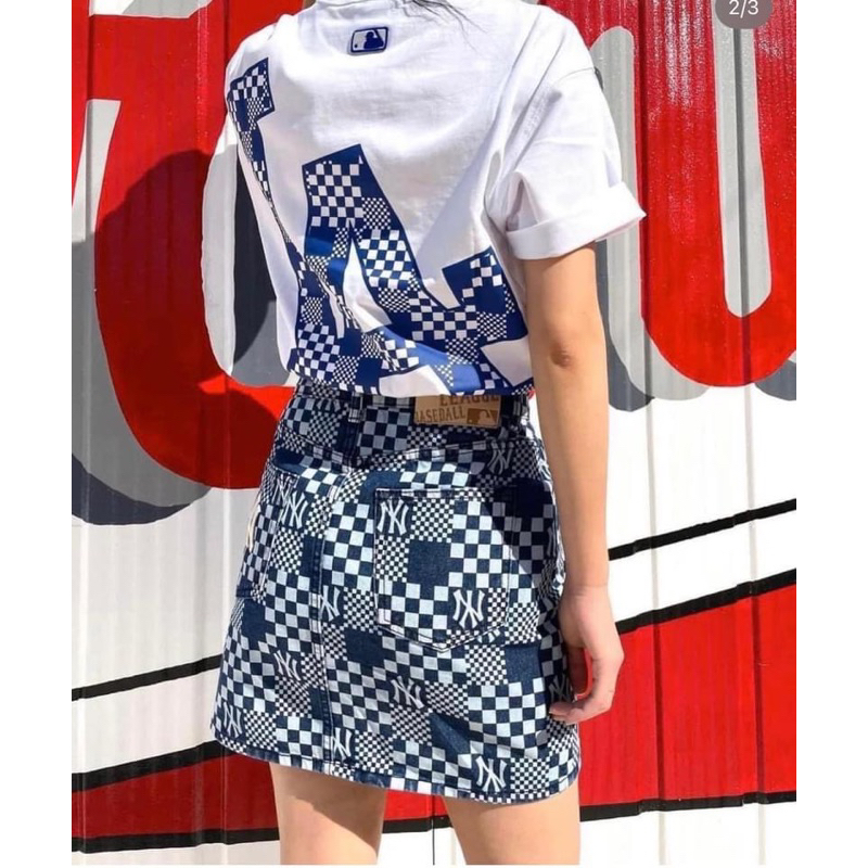 Chân váy MLB denim monogram chính hãng full tag